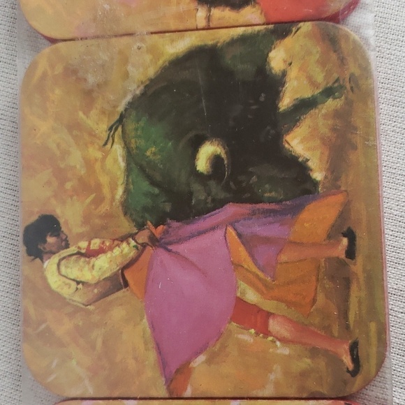 New-Vintage HEMA 6 Bullfighting Matador Drink Coasters.Made in Spain - Picture 7 of 12